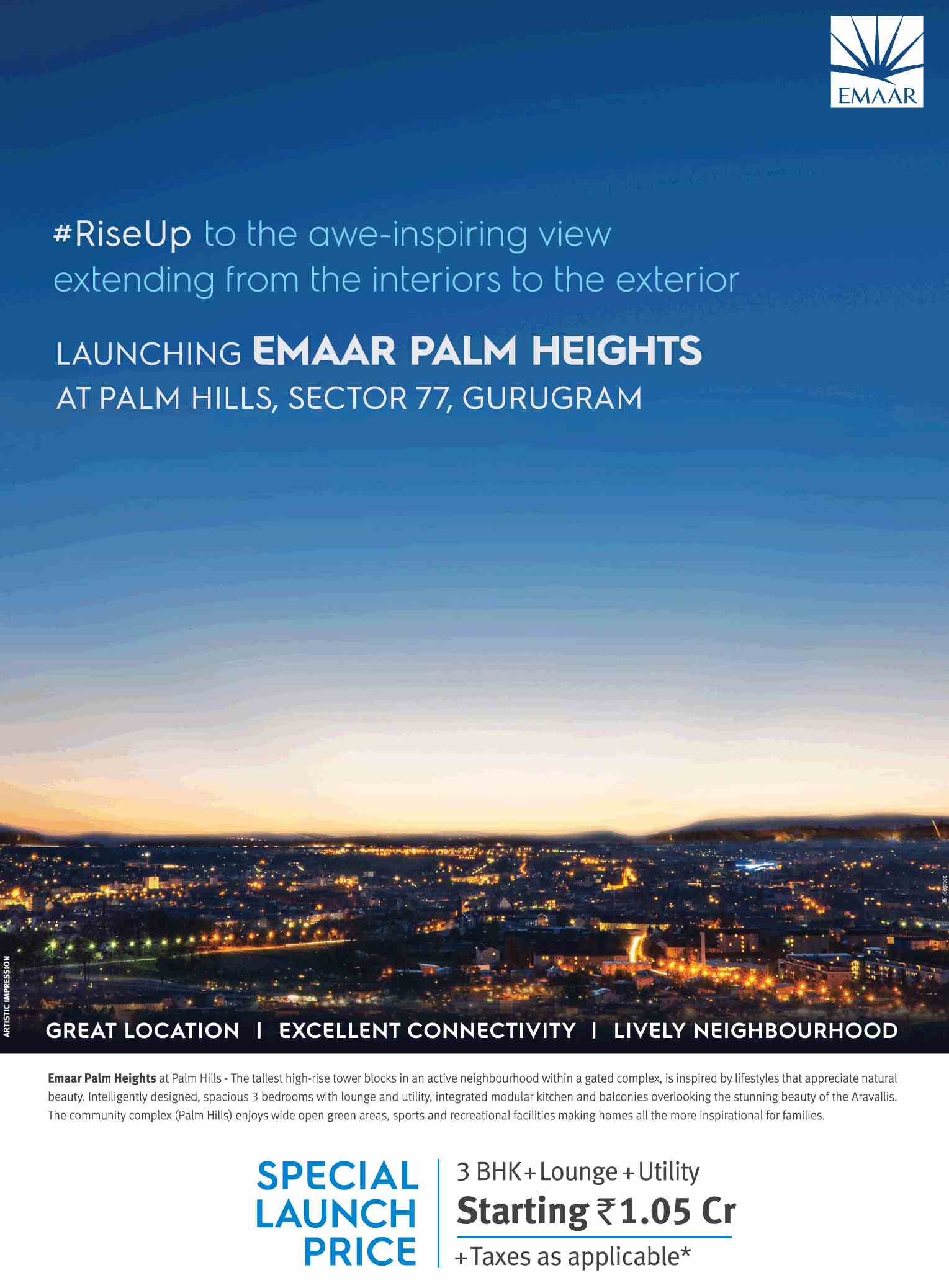 Launching Emaar Palm Heights at Palm Hills in Sector 77, Gurgaon Update